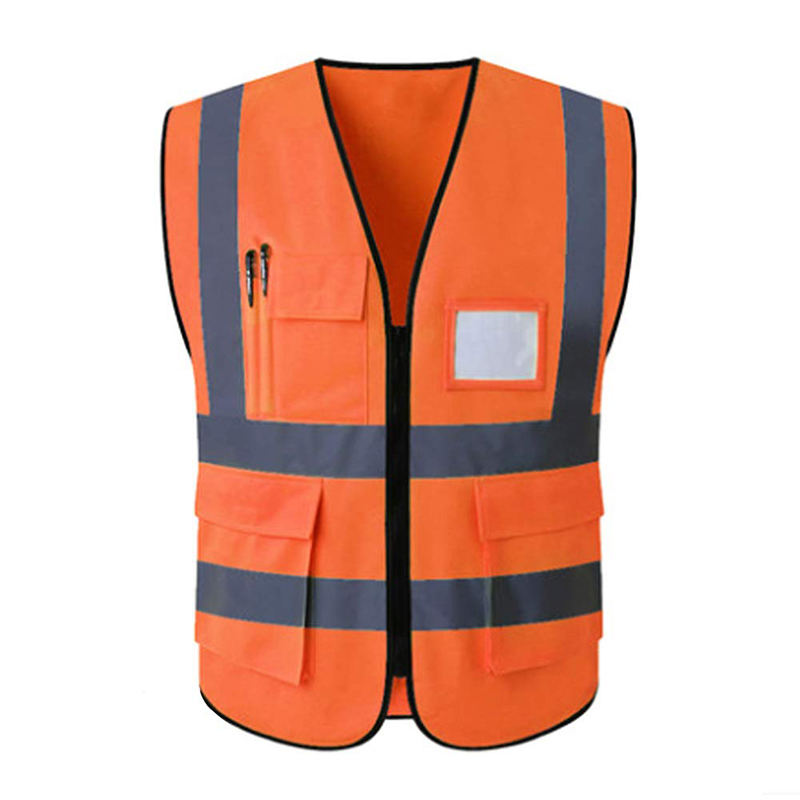 Hestic Sports Wear Customized Black Reflective Safety Vest Company Logo With Pockets Custom Color Fluorescent Visibility Work Class 2 Safety Vest